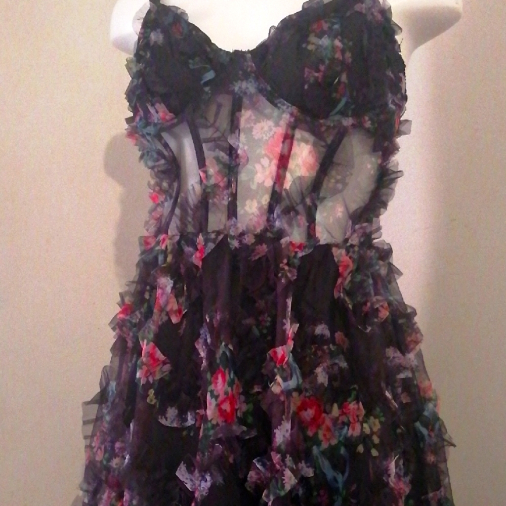Floral Sheer Black Dress